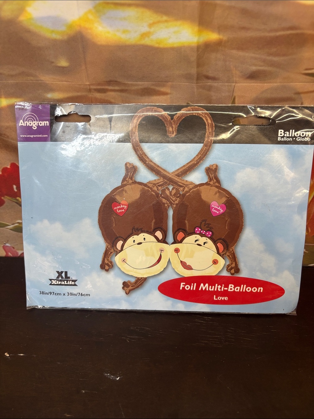 Amazon Brown Monkey Love Foil Multi-Balloon